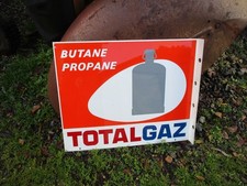 Grande Plaque Total Gaz Métal Émail Ancienne Double Face