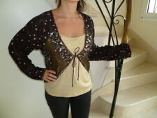 MAGNIFIQUE BOLERO SOIE - MARRON PAILLETTES - TAILLE 38/40 - NEUF !