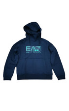 Sweat À Capuche Homme EA7 Emporio Armani En Coton Fleece Logo 6LPM25 1554 Bleu