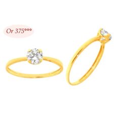 Bague Or Massif 9K  Solitaire