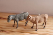  ANCIEN SANTON FLOQUE DEVINEAU ANE + BOEUF NOEL CRECHE 7.3 et 8 cm