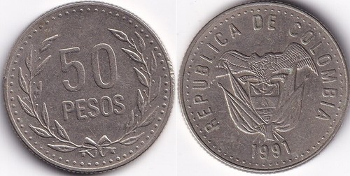 Pesos 1991 colombie - 50,