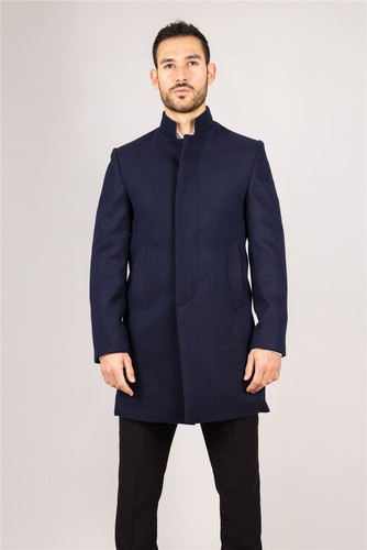 Homme marine col montant laine - montant,