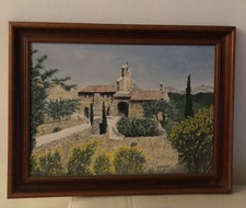 Peinture à l’huile Signée, XXe siècle. Scène typique de la Provence Française.