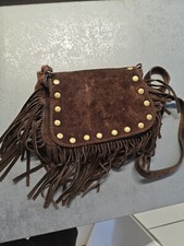 Sac bandoulière femme - SAC EN CUIR cuir véritable - gland, style frange-