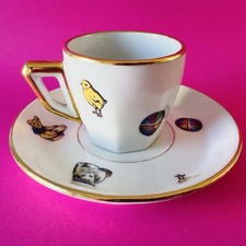 Tasse vintage made in Limoges France porcelaine Décor enfants poussin chat ours
