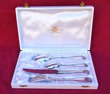 French Coquille Shell Pattern Silverplate Child Set 4 Pcs Boxed SFAM