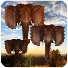 Éléphant Masque en Bois