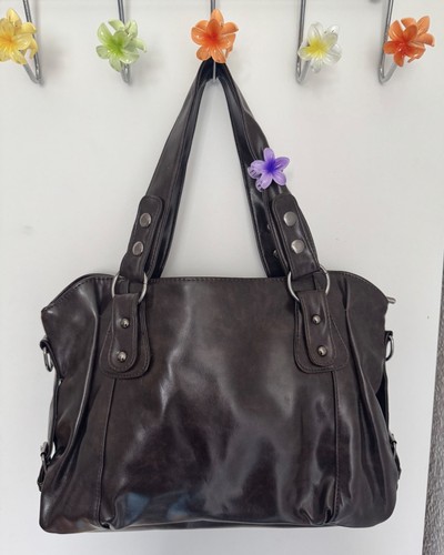 Sac main marron brillant - à,