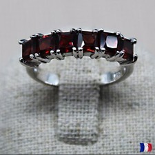 Bague argent 925 sertie de 6 grenats – pierre rouge carmin – bijou femme élégant