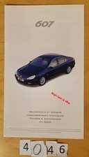 PEUGEOT 607 Equipements Options Techniques Coloris Fr 8 pages 7/2000