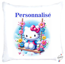 Housse de Coussin Hello kitty Personnalisé le prénom de votre Choix..
