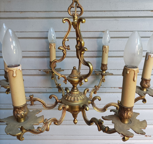 Ancien lustre cage bronze - ancien, 6