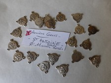 lot de 20 medaille coeur de chapelet connecteur SAINT ANTOINE  couleur argent