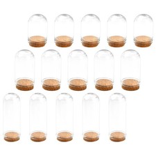  Dôme d'affichage transparent, Base en bois, Cloche, pot, Cloche, Mini dôme