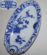 Faïence de CREIL ET MONTEREAU Service JAPON : Ravier / Petit Plat ovale