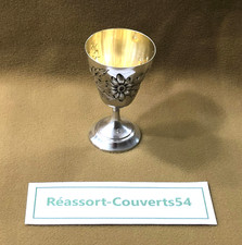 ancien coquetier ART NOUVEAU en argent massif MINERVE et vermeil Décor floral