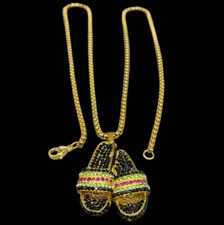 Collier Homme Femme D'Or Pendentif Chaussons Fantaisie Gucci Luxe