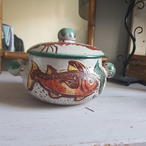 Soupière faïence poissons - soupière,