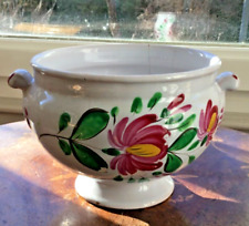 LUNEVILLE ANCIENNE PETITE SOUPIÈRE FAÏENCE ROUGE VERT XIXeme -H 11 cms