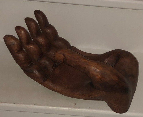 Rare grande main antique bois - main,