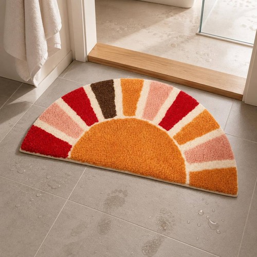 Tapis bain demi lune tissu - tapis,