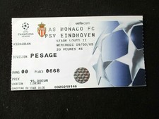 ticket billet football AS MONACO EINDHOVEN 2005 COUPE EUROPE CHAMPIONS LEAGUE