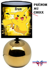 Lampe de chevet Céramique couleur Or. Pikachu personnalisé prénom au choix