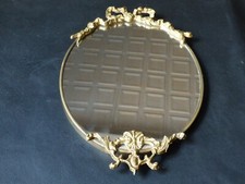 JOLIE GLACE MIROIR OVALE VINTAGE NOEUDS EN BRONZE STYLE LOUIS XV LOUIS XVI