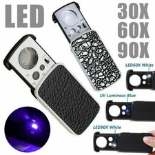 30x 60x 90x LED Loupe de Bijoutier Lumineuse Pour Monnaie Bijoux Brocante Timbre