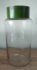 Pot Flacon Pharmacie Apothicaire ancien Verre Bouchon Métal Vert 