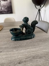 Sculpture Faïence Art Deco Lille Fives De Bruyn Spera Décor À L’écureuil L 23 Cm