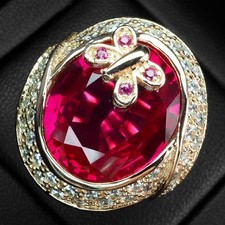 BAGUETTES EN OR ROSE PAPILLON ROSE RUBELLITE TOURMALINE 27 CT OVALE 925