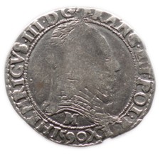 1/2 FRANC 1590 M - FRANCE - Toulouse - Henri III (Argent / Silver) demi franc
