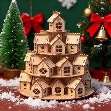 Décoration de Noël : Maison en bois pour le calendrier de l'Avent, idéale