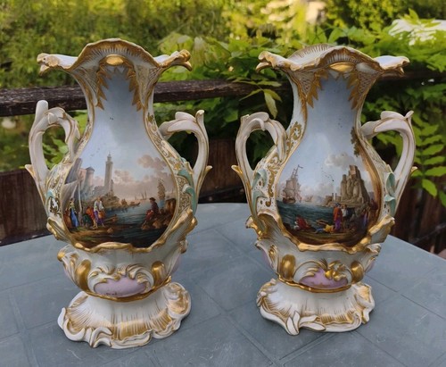 Paire vases anciens en - paire,