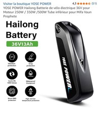 YOSE POWER Haliong Batterie de vélo Électrique 36V Pour Moteur 250w / 350w / 500