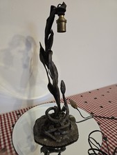 Ancienne Lampe Art-nouveau Fer-forge Décor De Serpent