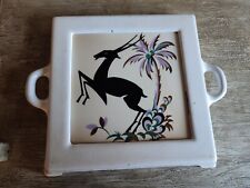 Dessous de plat ancien  art déco FAIENCE  Carreau Wessel Bonn? Allemagne Signé 