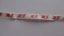 ruban vintage initiales brodées H.F. pour marquage du linge 1,25 mètre / 1 cm