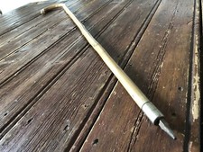 Ancienne Canne de Marche Ferrée Bâton Pointe Piolet Alpin Alpinisme Bois Sculpté