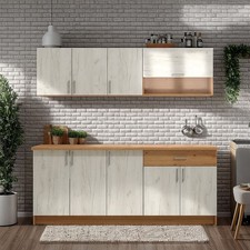 Cuisine Équipée en Bois Blanc Kitchenette Bloc Intégrée sans Électro Homestyle4u