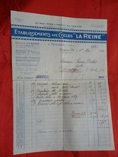 ancienne facture entreprise établissements des cycles -la reine- 1933 vélos