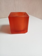 porte chauffe plat daum hauteur 7 cm x 6,5 cm pate de verre couleur orange