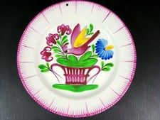 Assiette Faïence Luneville 1830 Signée Keller & Guerin Décor Oiseau Fleurs