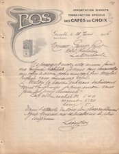 GRENOBLE - LETTRE CAFES BOS - IMPORTATION ET TORREFACTION CAFES DE CHOIX - 1916