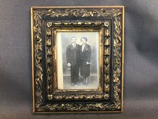 Ancien cadre photo bois et platre noir et doré à poser vintage old photo frame