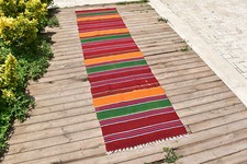 Tapis Turc 29''x112'' Oriental Runner Cuisine Rayé Couloir Escalier Kilim