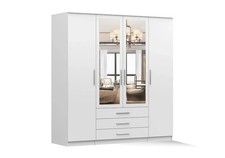 Armoire armoire avec miroir armoire à portes battantes Schantal 4D 200