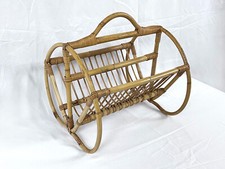 Porte Revues Range Magazines Rotin Forme Ronde Vintage 70's